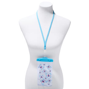 Butterfly Print Water Resistant Clear Phone Pouch With Lanyard,