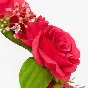 Hot Pink Rose Flower Crown Headband,