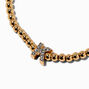 Bracelet &eacute;lastique &agrave; initiale pav&eacute; perl&eacute; couleur dor&eacute;e - K,