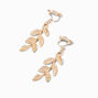 Gold-tone Olive Branch 1&quot; Clip-On Drop Earrings,