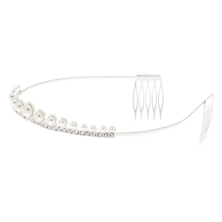 Claire's Diadème enchanteur avec perles d'imitation couleur argenté