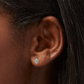 Silver-tone Leaf Stud Earrings,