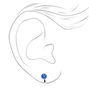 Silver Cubic Zirconia Round Clip On Stud Earrings - Blue,