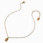 Gold-tone Mini Etched Flower Square Pendant Necklace,
