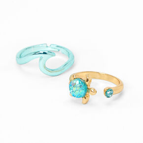 Gold &amp; Turquoise Sea Rings - 2 Pack,