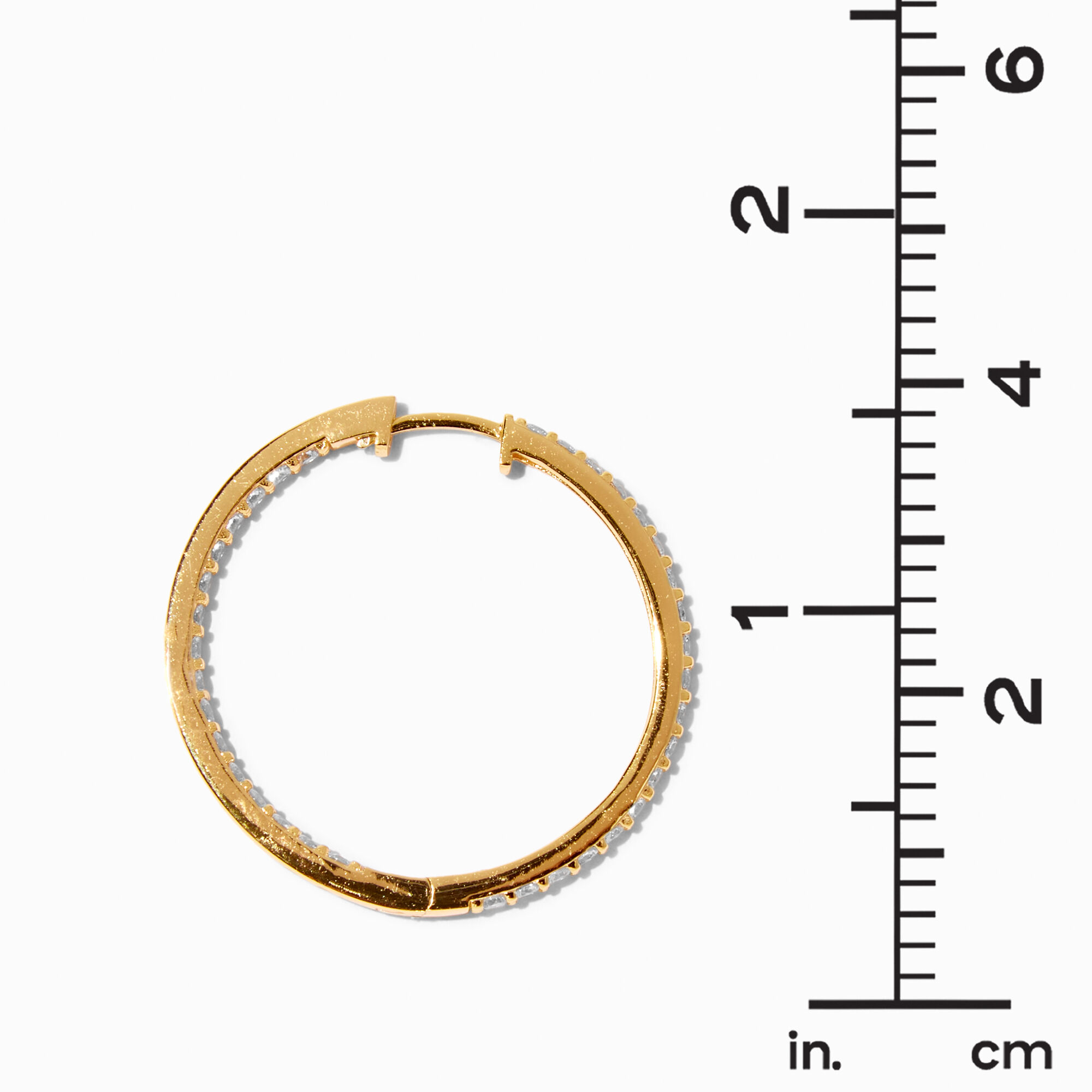C LUXE by Claire s 18k Yellow Gold Plated 30MM Cubic Zirconia Hoop