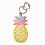 Bedazzled Pineapple PU Keychain,