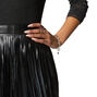 Black Faux Leather Fringed Belt,