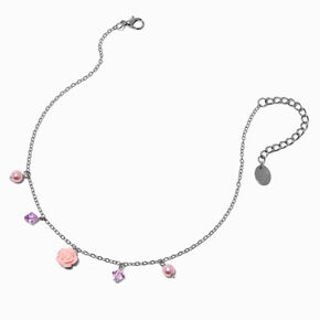 Claire&#39;s Club Pink Rose &amp; Pearl Charm Necklace,