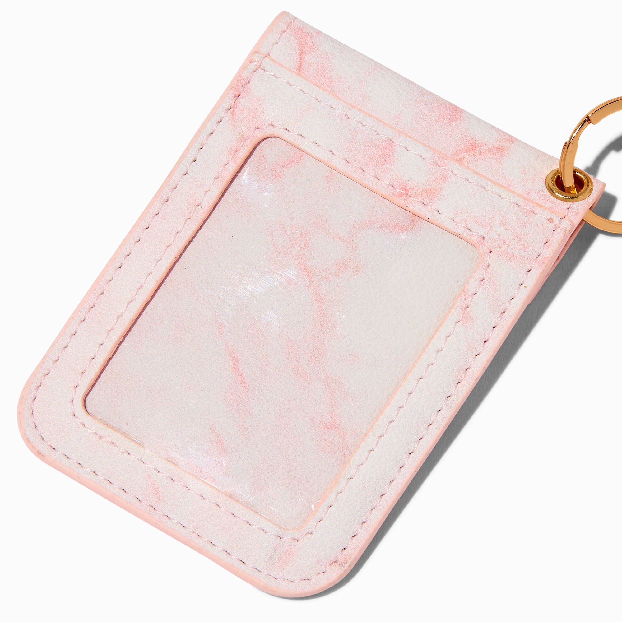 Pink Marble Beaded Wristlet Card Case,