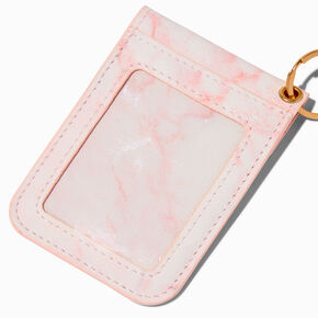 Pink Marble Beaded Wristlet Card Case,