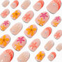 Orange Seashell &amp; Starfish Stiletto Press On Vegan Faux Nail Set - 24 Pack,