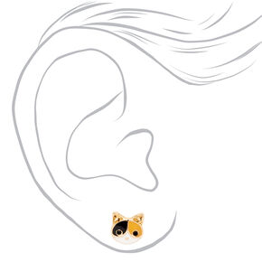 Gold Calico Cat Stud Earrings,