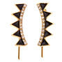 Gold 1&quot; Geometric Ear Crawler Earrings - Black,