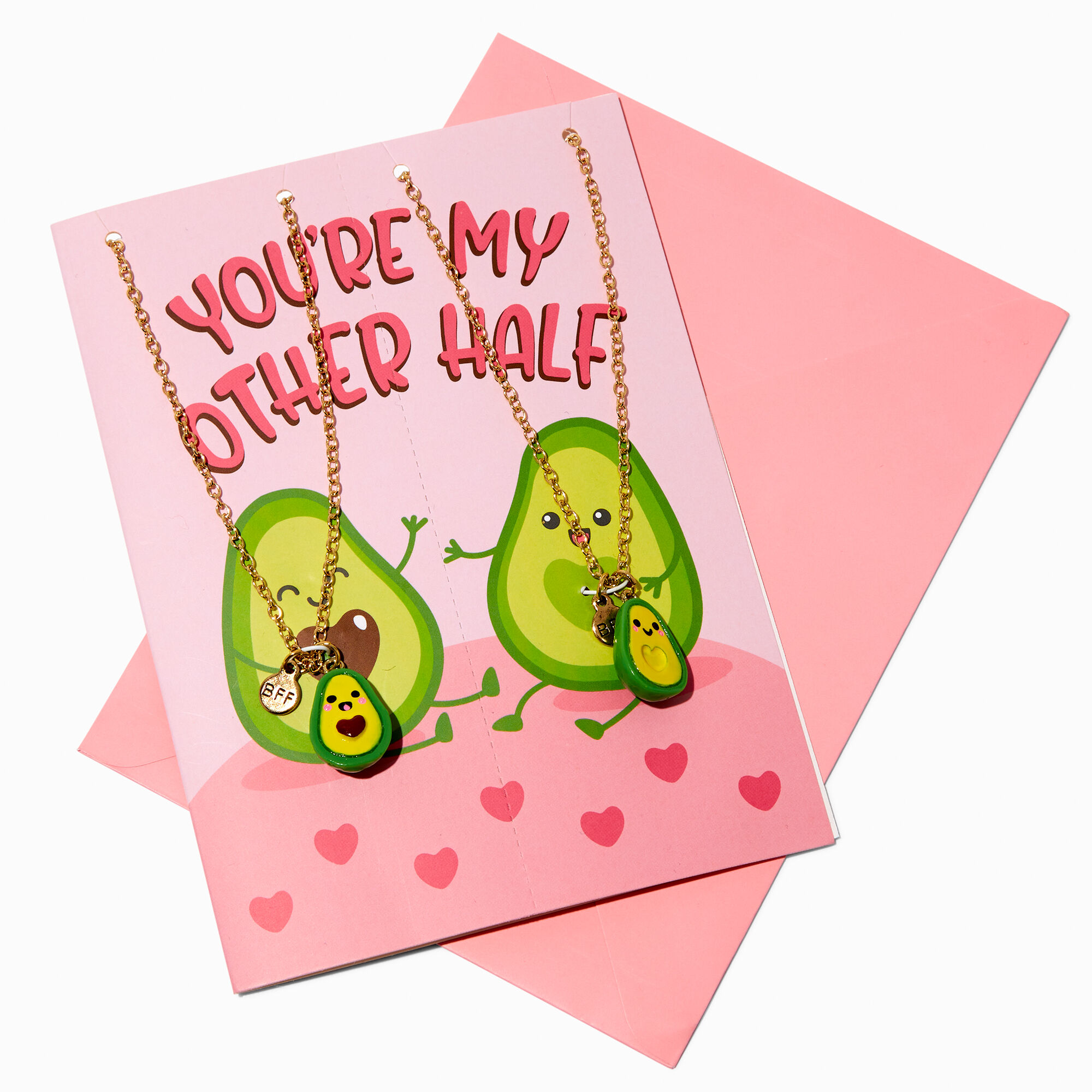 Birthday Card & Best Friends ''You're My Other Half'' Avocado Pendant Necklace Set - 3 Pack,