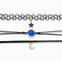 Celestial Mood Black Tattoo Choker Necklaces - 3 Pack,