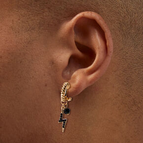 Black &amp; Gold-tone Hoop Clip-On Earrings - 3 Pack,