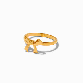 Gold-tone Stainless Steel Bow Ring ,