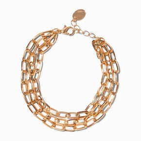 Gold-tone Paperclip Chain Multi-Strand Bracelet ,