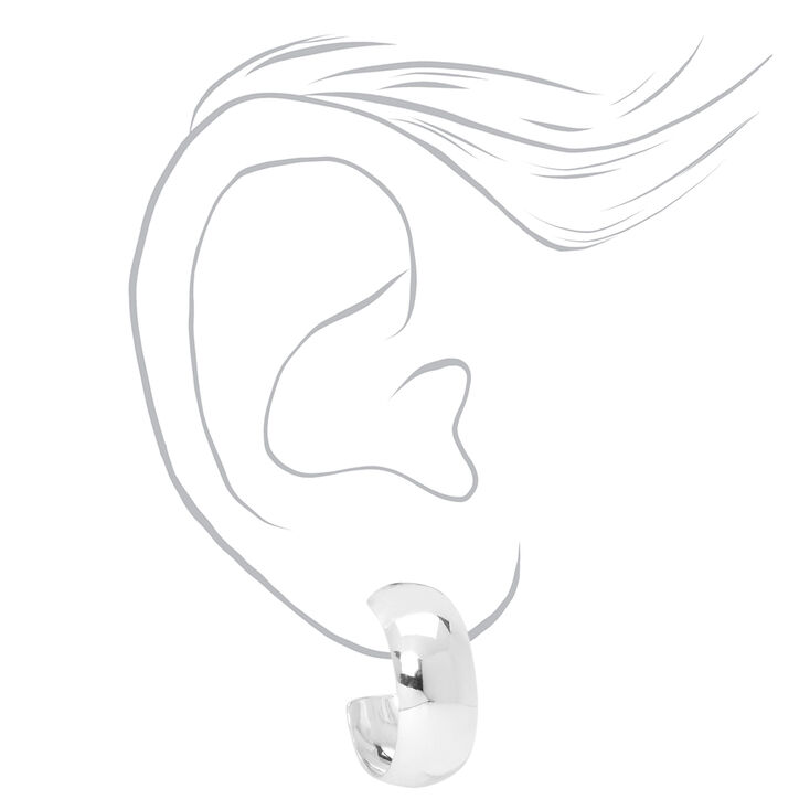 Silver  20MM Wide Hinge Hoop Earrings,