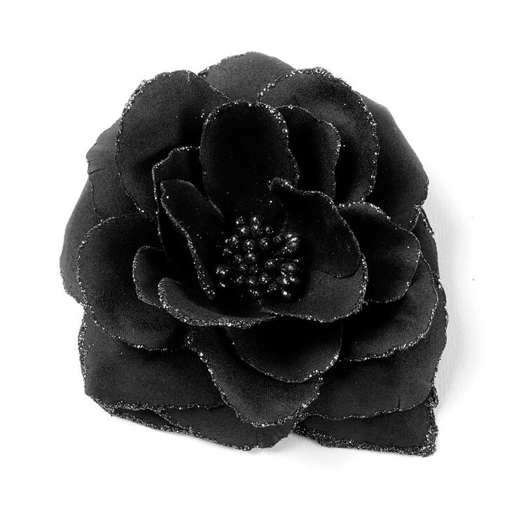 Glitter Edge Flower Hair Clip Black Claire S Us