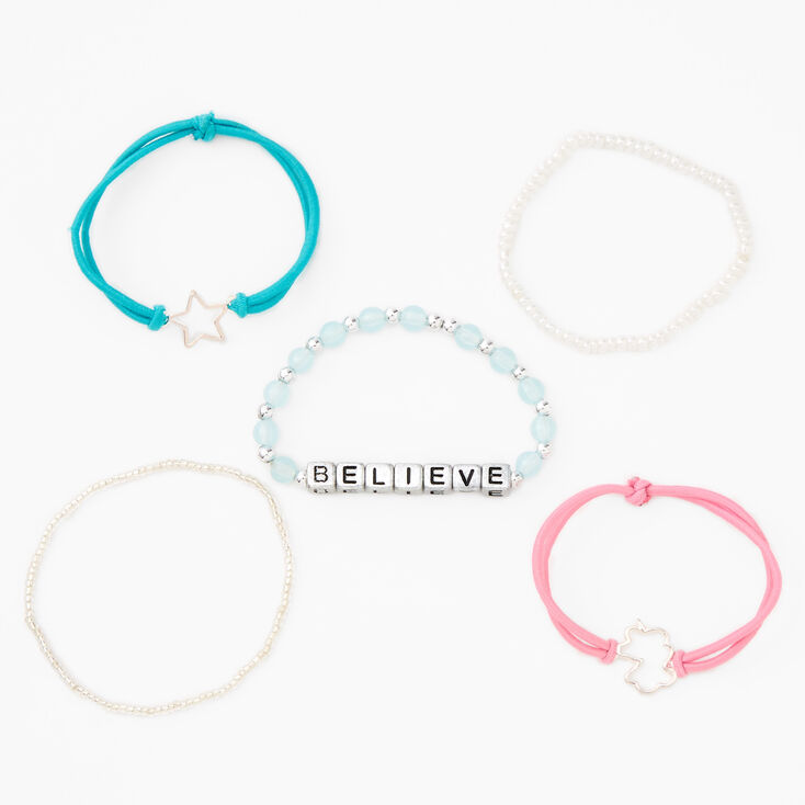 Bracelets &eacute;lastiques &laquo;&nbsp;Believe&nbsp;&raquo; - Lot de 5,