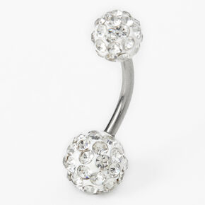 Silver-tone 14G Fireball Belly Ring,