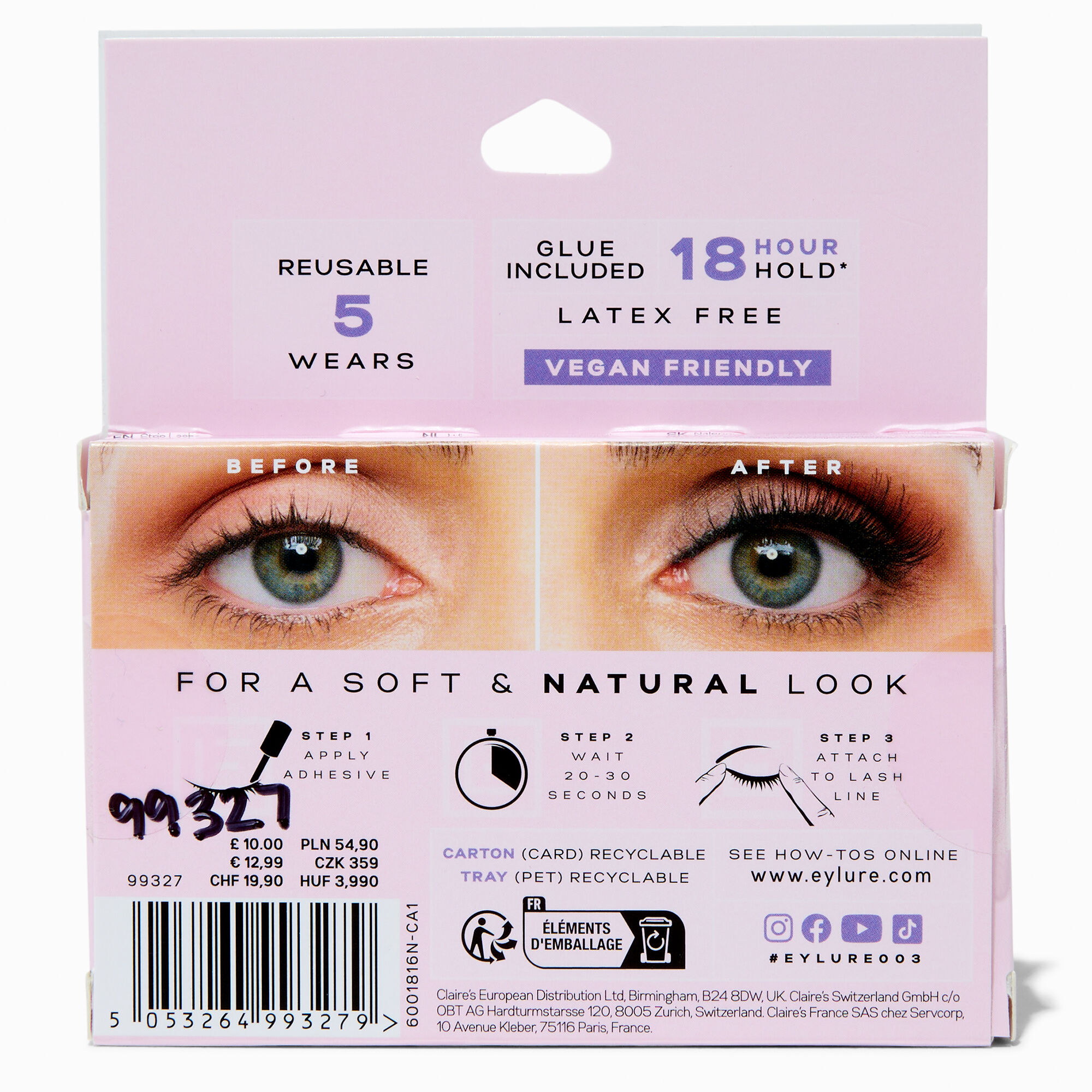 Eylure Claire's Exclusive 3/4 Length False Lashes - No. 003,