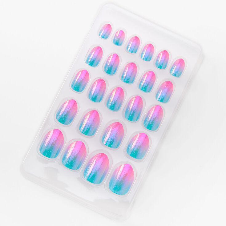 Ombre Chrome Stiletto Press On Vegan Faux Nail Set - 24 Pack,