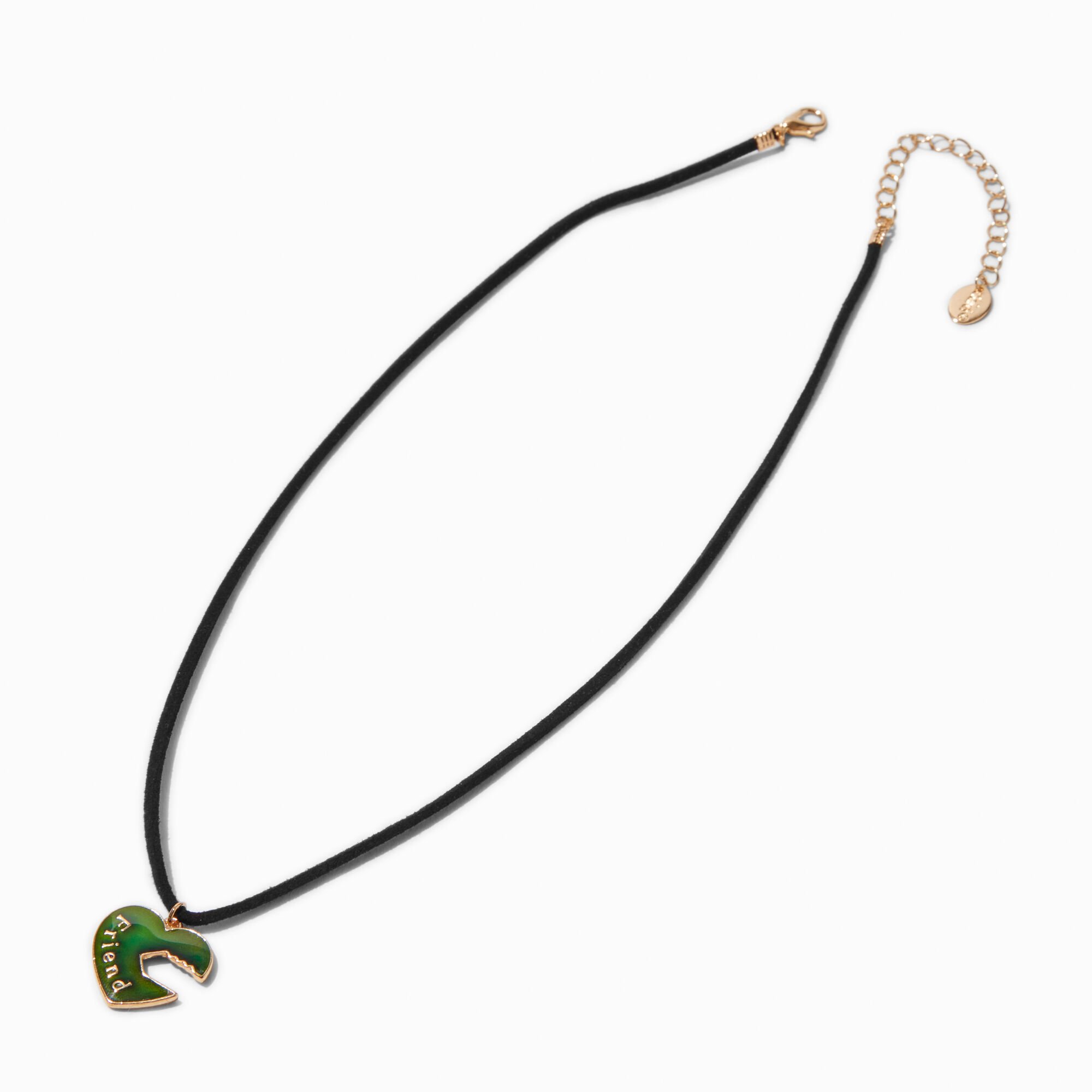 Best Friends Mood Lock & Key Pendant Black Cord Necklaces - 2 Pack,