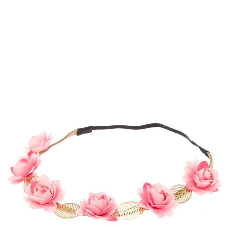 Claire's Bandeau rose avec roses et feuilles
