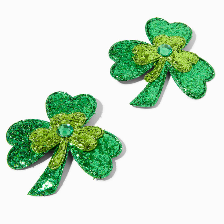 St. Patrick&#39;s Day Sequin Shamrocks Hair Clips - 2 Pack,