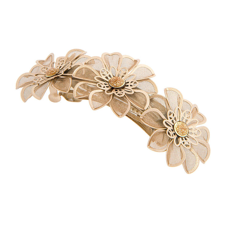 Gold Mesh Flower Hair Clip,