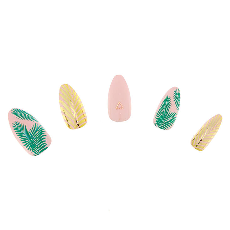 Claire's Faux ongles roses feuilles de palmier