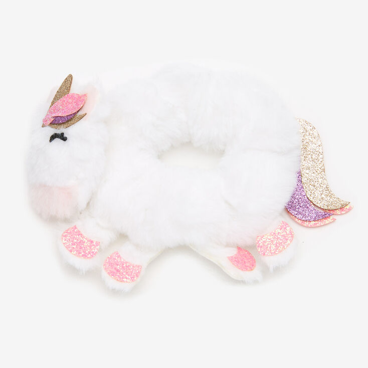 Faux Fur Unicorn Hair Scrunchie - White,