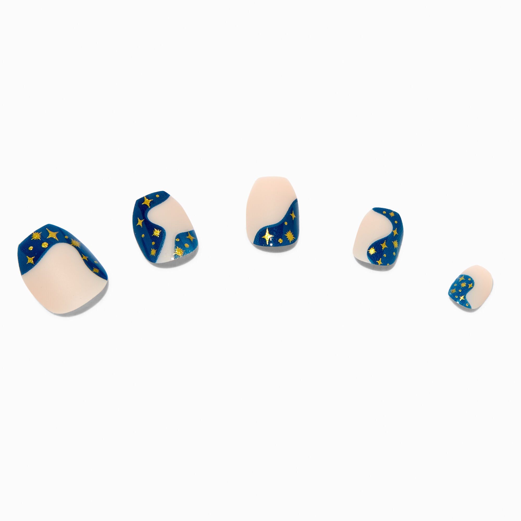 Navy Blue Celestial Square Press On Vegan Faux Nail Set - 24 Pack,