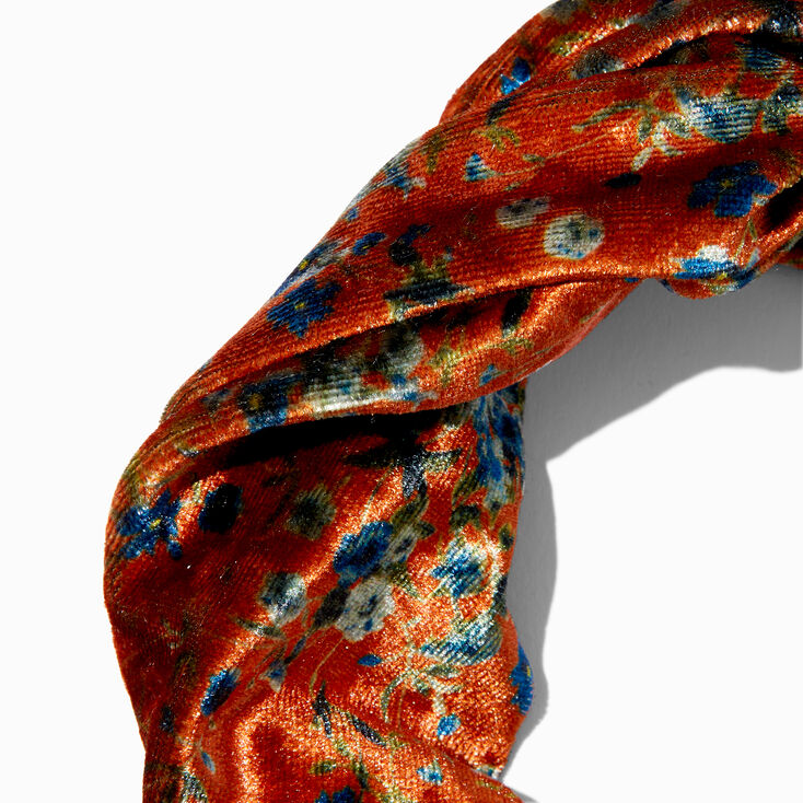 Rust Velvet Floral Headwrap,