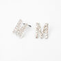 Silver Crystal Initial Stud Earrings - M,