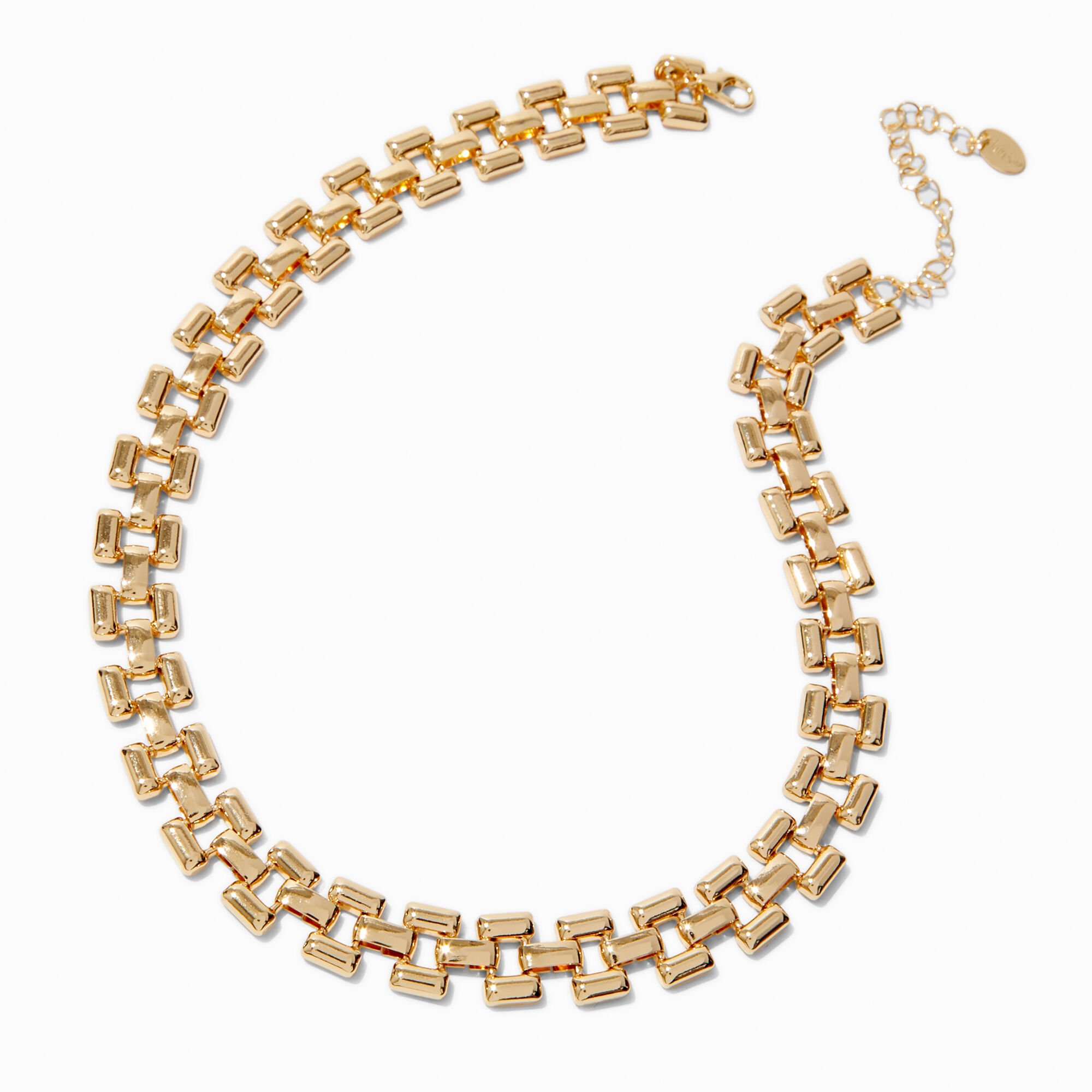 Gold-tone Short Watch Chain Necklace,