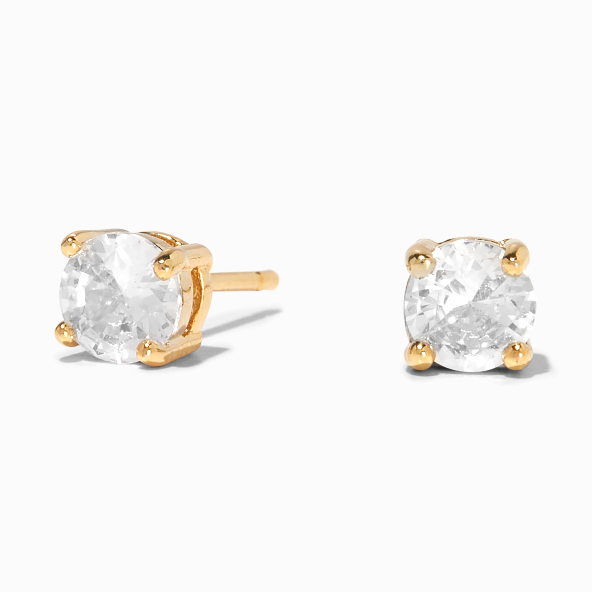 View Claires 18K Plated Cubic Zirconia 5MM Round Stud Earrings Gold information