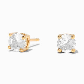 18K Gold Plated Cubic Zirconia 5MM Round Stud Earrings,