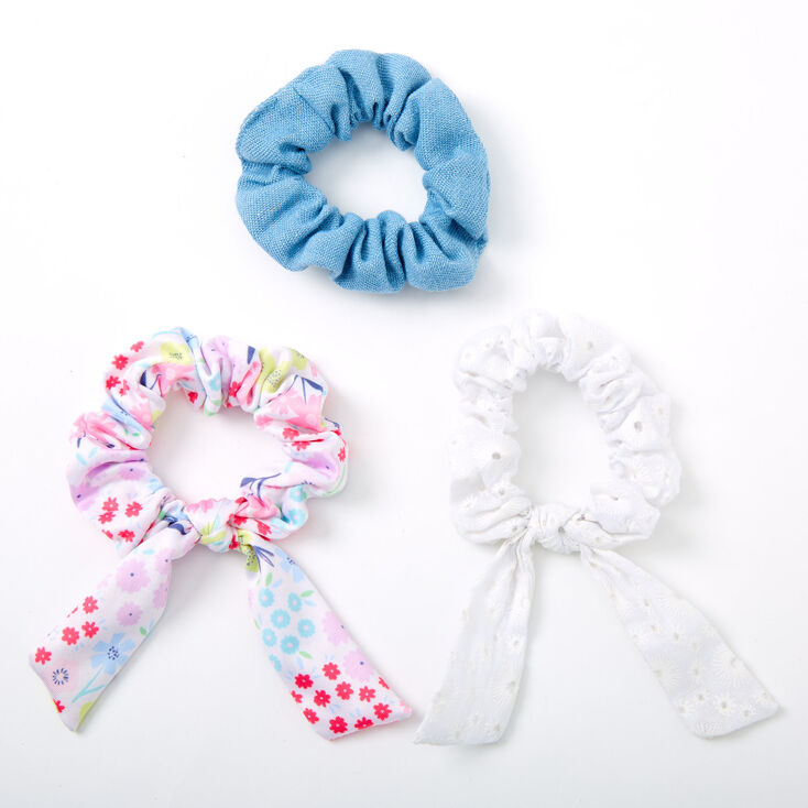 Claire&#39;s Club Small Floral Bow Hair Scrunchies - 3 Pack,