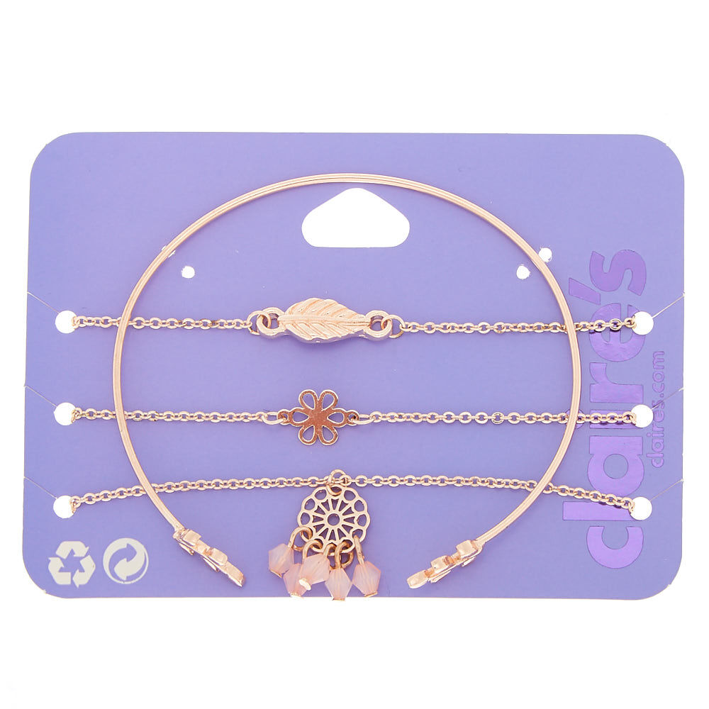 Rose Gold Delicate Statement Bracelets - 4 Pack,