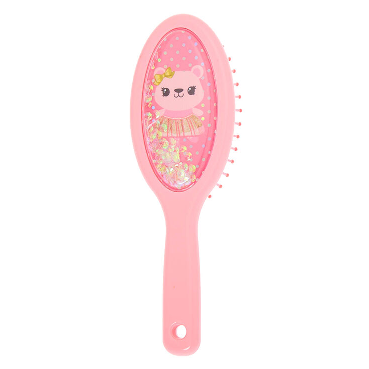 Claire's Mini brosse à cheveux plate ours Club Claire's - Rose