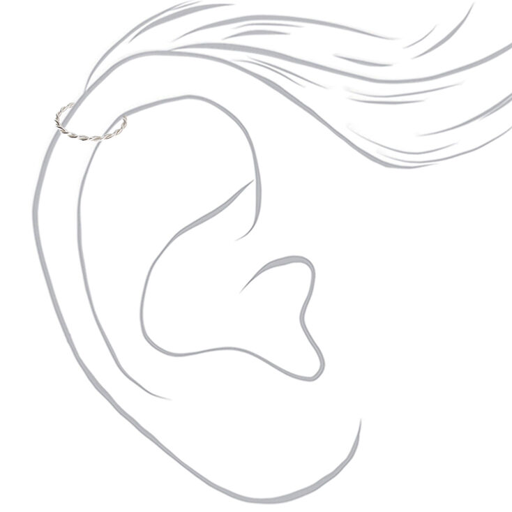 Sterling Silver 22G Twisted Leaf Cartilage Hoop Earrings - 3 Pack,