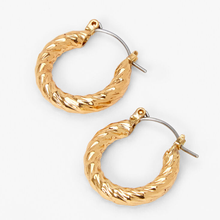 Gold Textured Hoop Earrings,