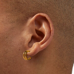 C LUXE by Claire&#39;s 18kt Gold Plated 12mm Split Double Half Hoop Earrings,