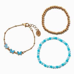 Blue Ombr&eacute; Butterfly Bracelet Set - 3 Pack,