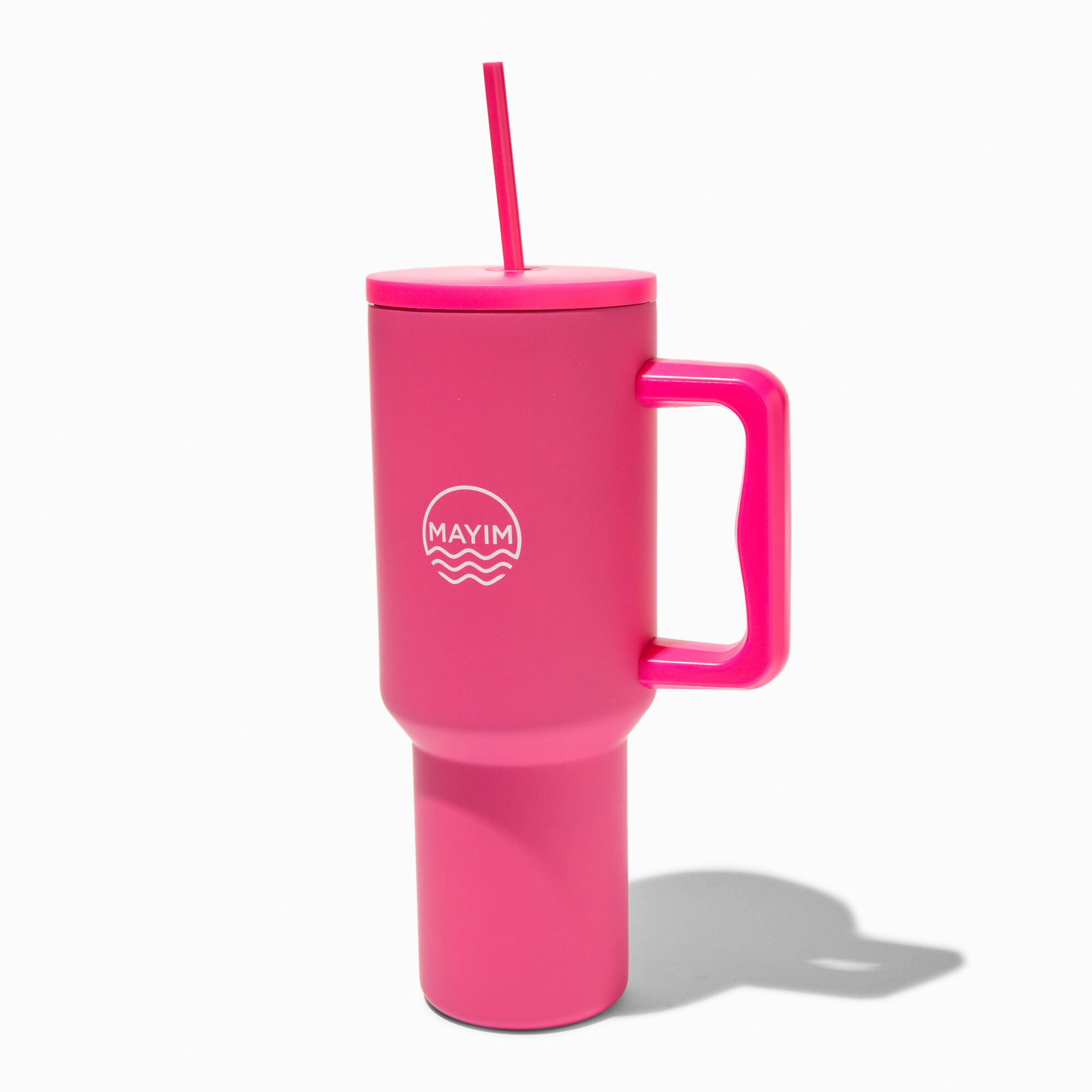 Hot Pink Stainless Steel Handled Tumbler,
