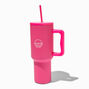 Hot Pink Stainless Steel Handled Tumbler,